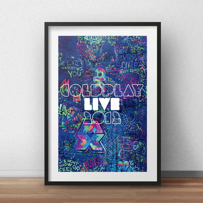 Cuadro Coldplay Live Show 2012 Rock Decoracion Con Paspartú Marco Negro