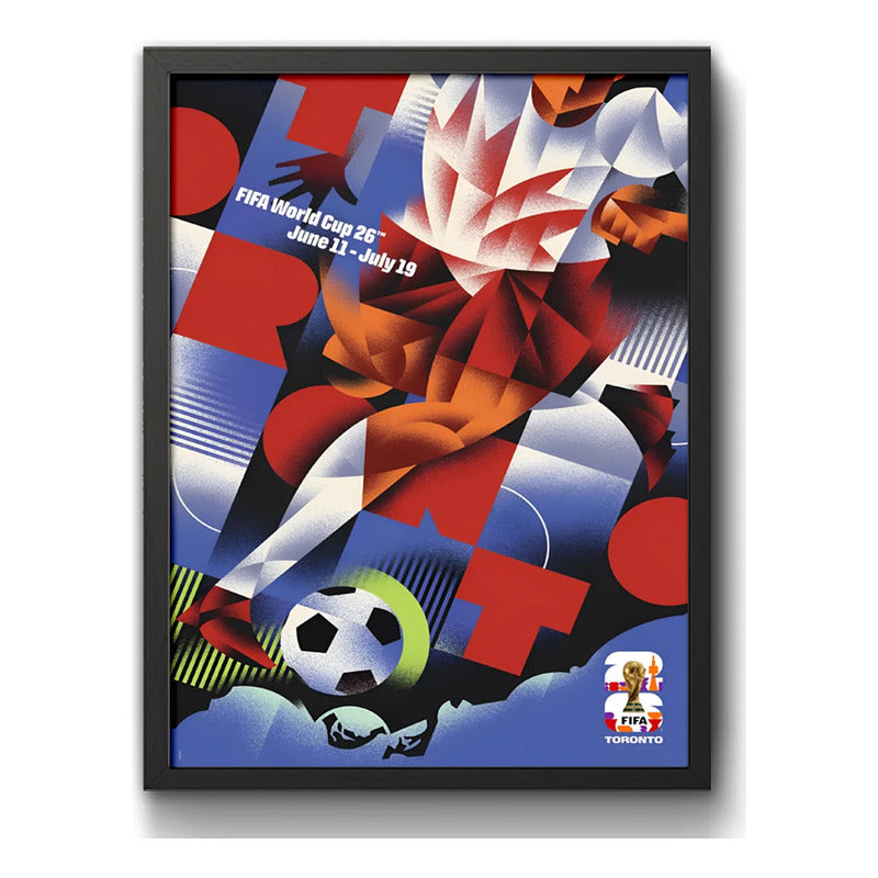 Cuadro Copa Del Mundo Futbol Fifa 2026 Póster Oficial Ciudad Toronto Canada Negro