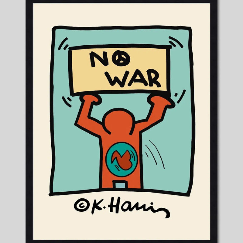 Cuadro Keith Haring No War Arte Urbano Decoracion Moderna Marco Negro