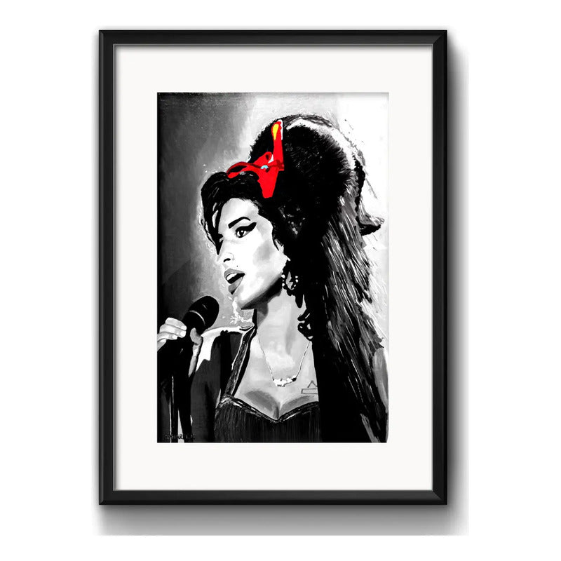 Cuadro Amy Winehouse Trouble Letra Decoracion Con Paspartú Marco Negro