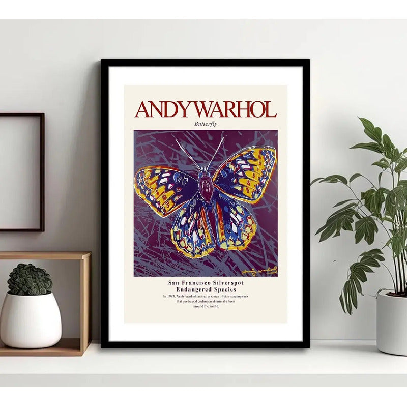 Cuadro Andy Warhol Pop Art Monroe Mariposa Flores Decoracion Andy Warhol Mariposa Marco Negro