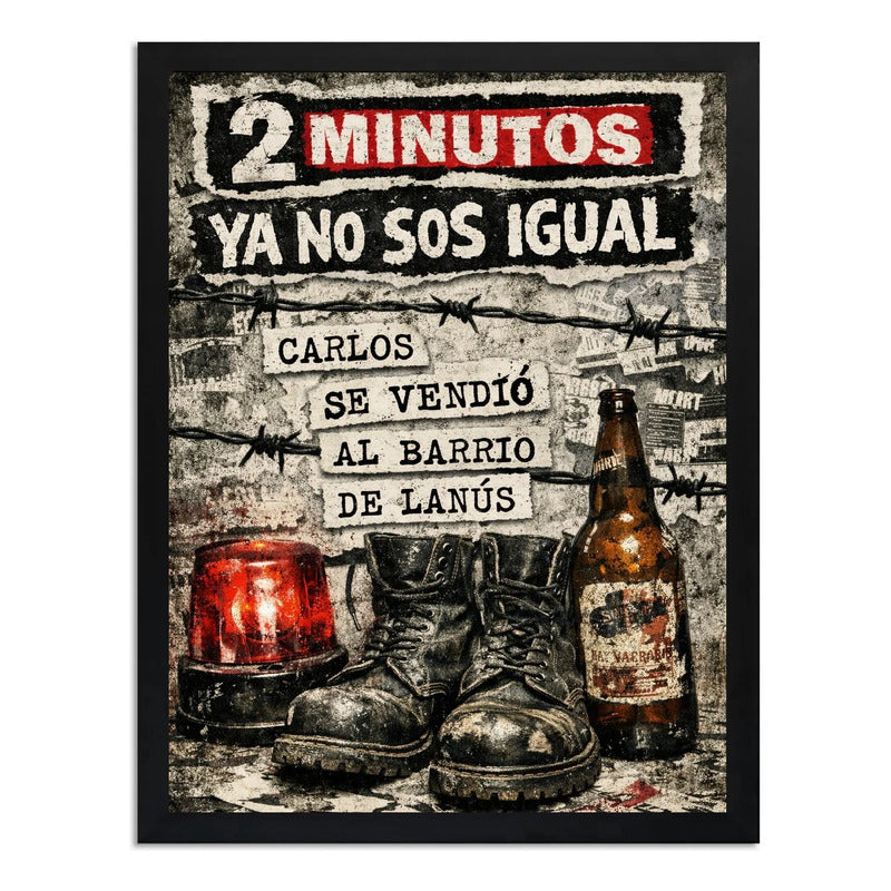 Cuadro 2 Minutos Ya No Sos Igual Letra Arte Punk Rock Musica Marco Negro