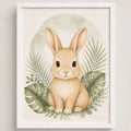 Cuadro Conejo Decoracion Dormitorio Infantil Tonos Suaves Marco Blanco
