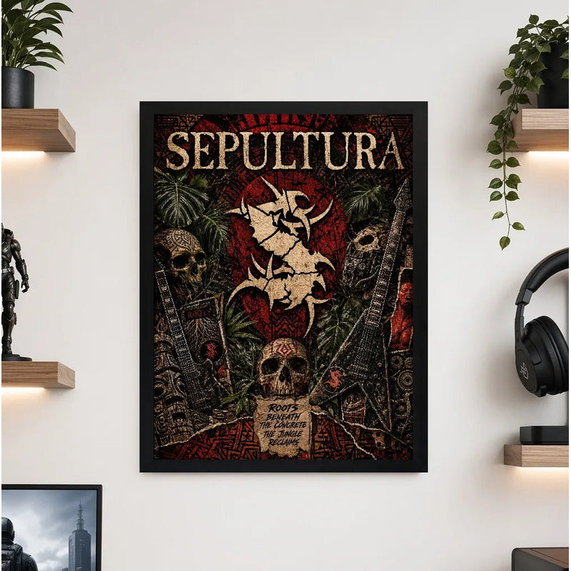 Cuadro Sepultura Roots Banda Death Metal Brasil Rock Vintage Marco Negro