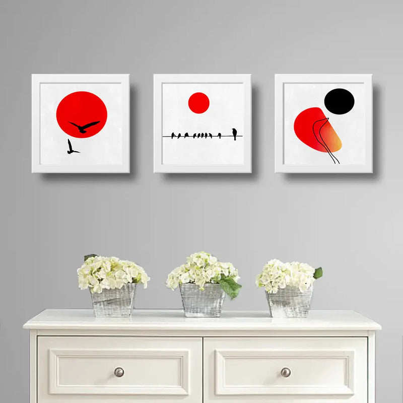 Set 3 Cuadros Boho Chic Hojas Flor Arte Decoracion