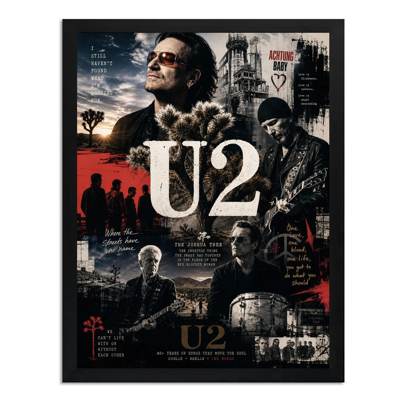 Cuadro U2 Banda Álbuns Icônicos Canciones Rock Arte Vintage Marco Negro