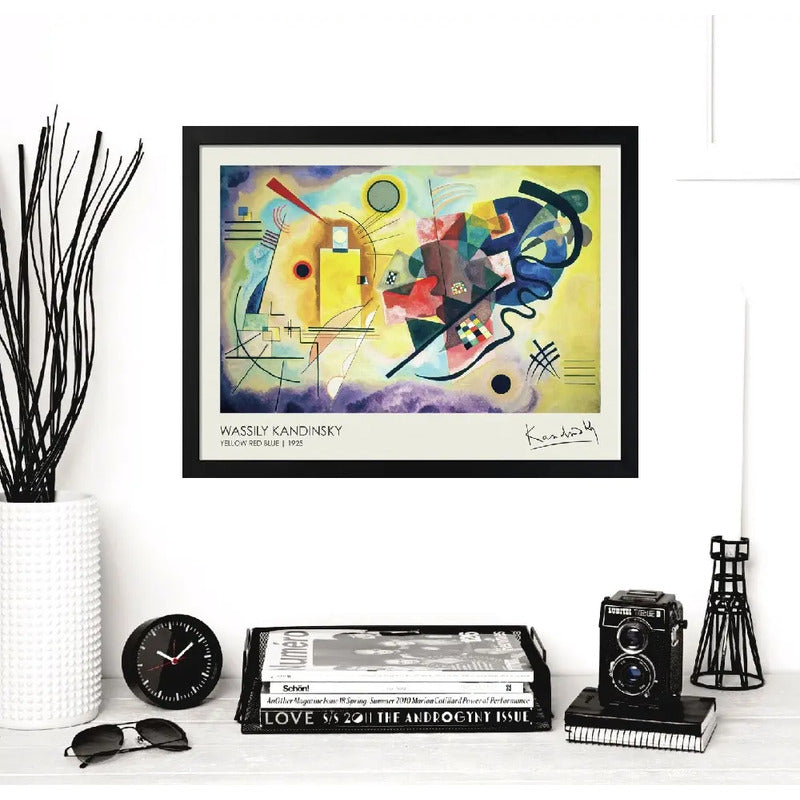 Cuadro Kandinsky Abstracto Amarillo Rojo Azul Pinturas Arte Marco Negro