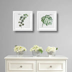 Set 2 Cuadros Hojas Minimalista Eucalipto Monstera Plantas