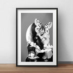 Cuadro Audrey Hepburn Mariposa Luna Naturaleza Con Paspartú Marco Negro