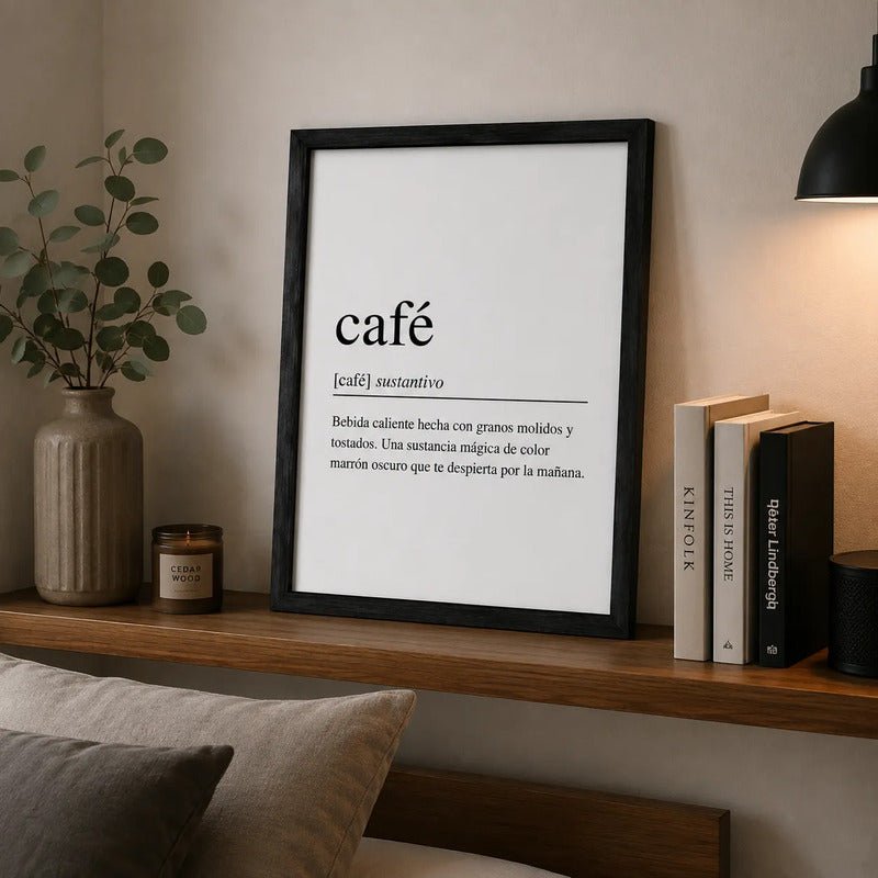 Cuadro Café Definicion Significado Coffee Decoracion Casa Marco Negro