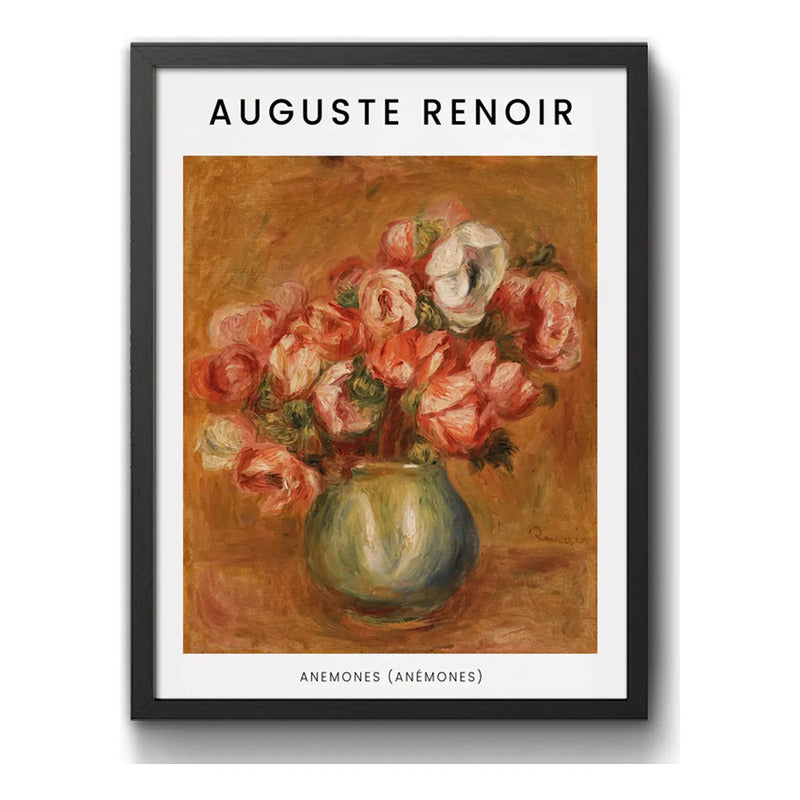 Cuadro Dormitorio Living Auguste Renoir Anémonas Flores Marco Negro