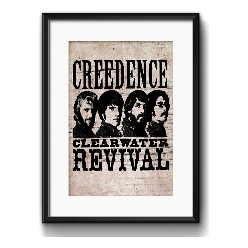 Cuadro Creedence Clearwater Revival Decoracion Con Paspartú Marco Negro