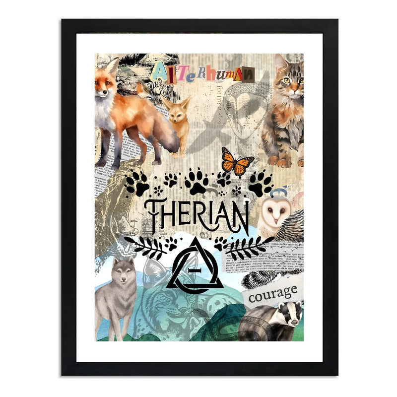 Cuadro Therians Teriantropos Animal Espiritual Mascaras Arte Marco Negro
