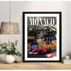 Cuadro Monaco Formula 1 Auto Pista Carrera Autodromo Retro Marco Negro
