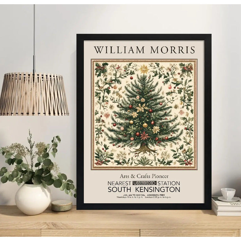 Cuadro Decoracion Arbol Navidad William Morris Navidena Art Marco Negro