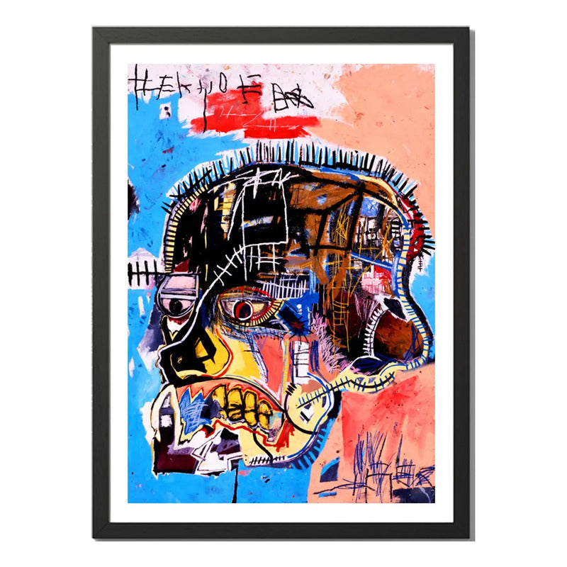 Cuadro Basquiat Arte Urbano Callejera Graffitis Street Art Basquiat Scull Con Marco Negro