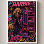 Cuadro Barbie Rock Star Decoracion Dormitorio Muñeca Marco Blanco