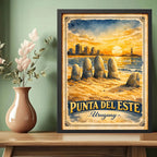 Cuadro Punta Del Este Los Dedos La Mano Arte Retro Uruguay Marco Negro