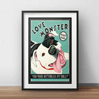 Cuadro Pitbull Retro Vintage Frase Perro Pet Con Paspartú Marco Negro
