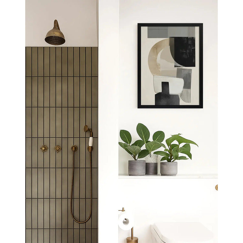 Cuadro Dormitorio Living Boho Arte Abstracto Equilibrio Marco Negro
