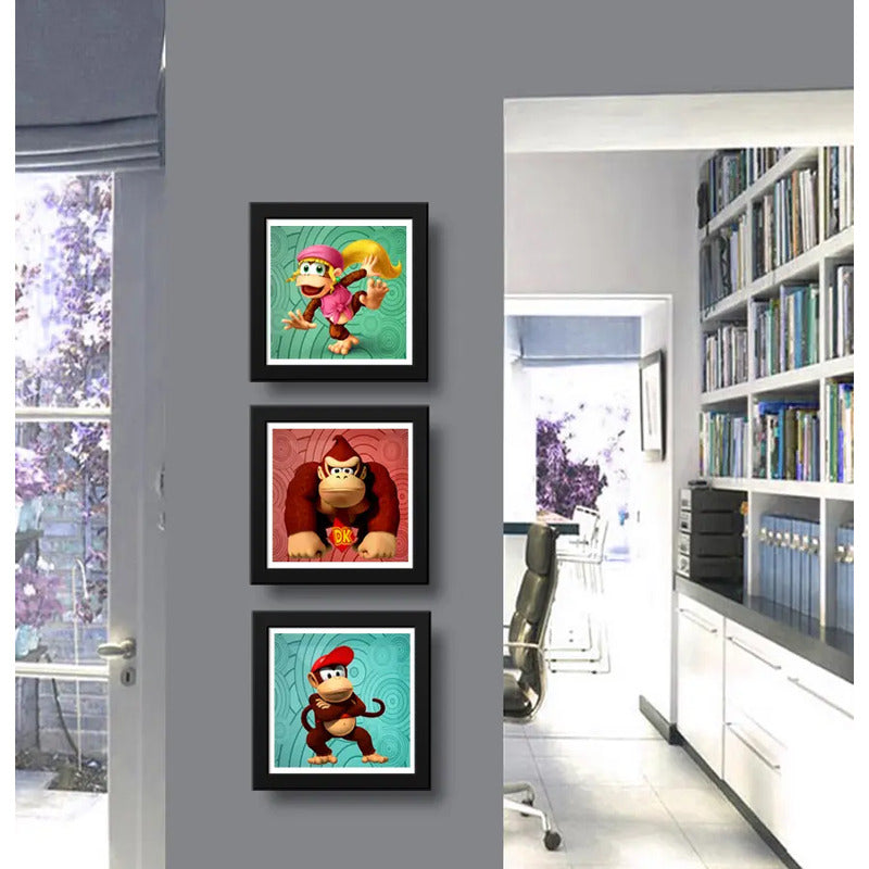 Set 3 Cuadros Donkey Kong Game Videojuego Geek Decoracion