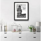 Cuadro Montevideo Foto Blanco Negro Br7 53x43cm Con Paspartú Palacio Salvo Closeup Con Marco Negro
