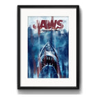 Cuadro Jaws Tiburon Pelicula Steven Spielberg Con Paspartú Marco Negro