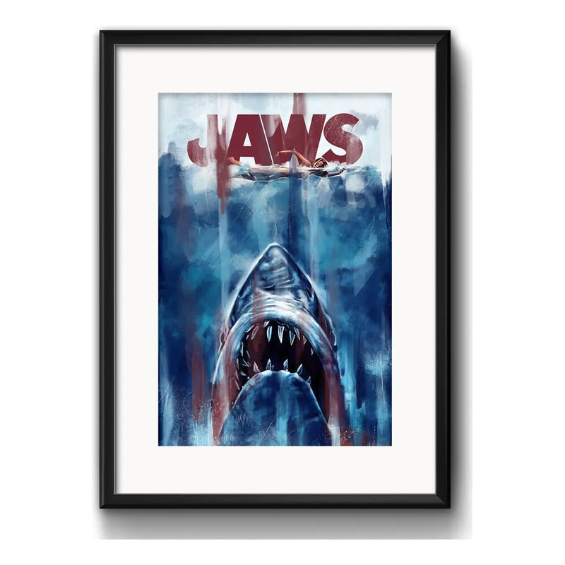 Cuadro Jaws Tiburon Pelicula Steven Spielberg Con Paspartú Marco Negro