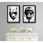 Set 2 Cuadros Lobo León Animales Arte Urbano Decoracion