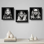 Set 2 Cuadros Africanos Blanco Y Negro Etnico Decoracion Br1