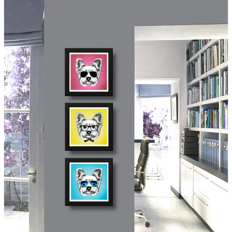 Set 3 Cuadros Perro Yorkshire Pop Art Mascota Pet Decoracion