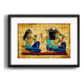 Cuadro Egipto Papyrus Damas Pirámide Decoracion Con Paspartú Marco Negro