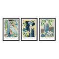 Set 3 Cuadros Living Cascada Katsushika Hokusai Arte Japones Marco Negro