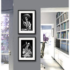 Set 2 Cuadros Catrina Calavera Mexicana Tattoo Con Paspartú