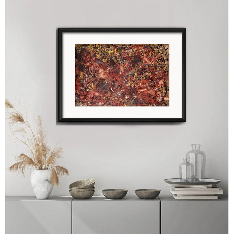 Cuadro Jackson Pollock Abstracto Brs7 53x43cm Con Paspartú Marco Negro