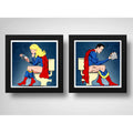 Set 2 Cuadros Superman Supergirl Baño Héroes Comics Decora