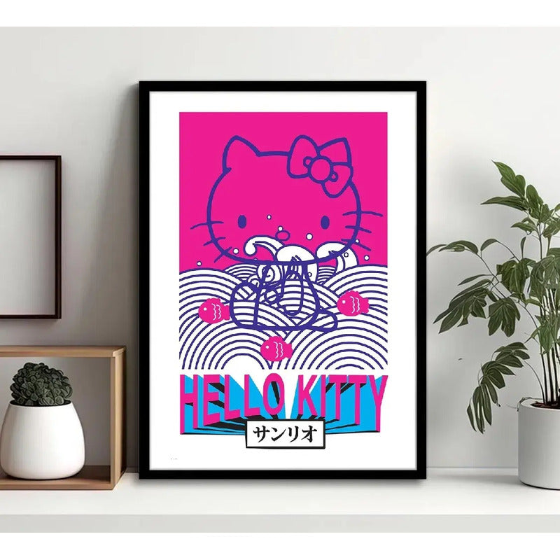 Cuadro Hello Kitty Pop Art Gato Arte Japones Decoracion Marco Negro