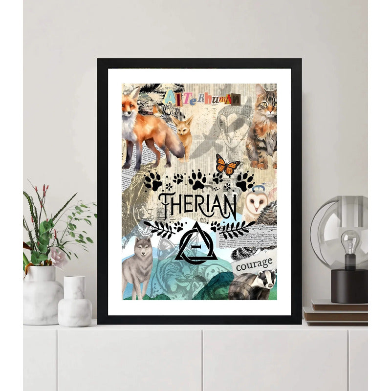 Cuadro Therians Teriantropos Animal Espiritual Mascaras Arte Marco Negro