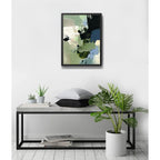 Cuadro Dormitorio Living Boho Abstracto Mossy Calm Verde Marco Negro