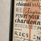Cuadro Vino Variedades Cepas Regiones Vinícola Arte Cocina Marco Negro