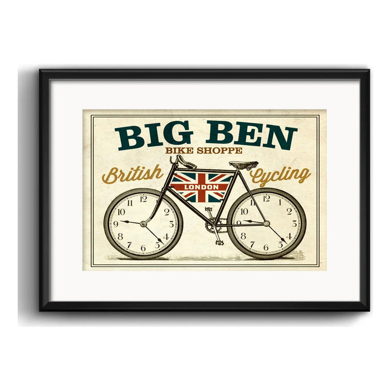 Cuadro Londres Bicicleta Retro Vintage Frase Con Paspartu Marco Negro