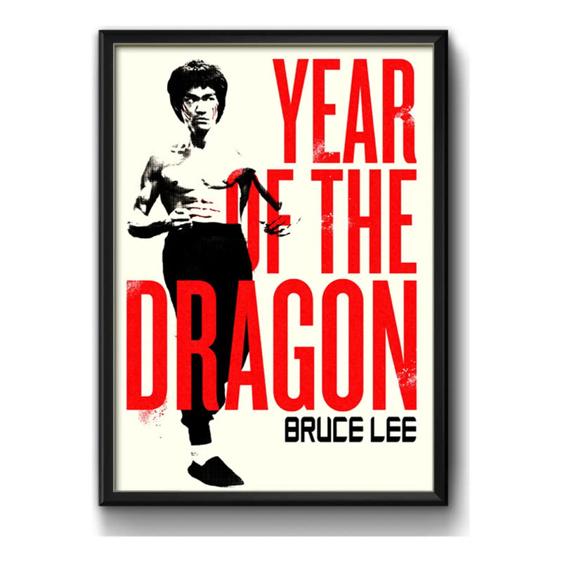 Cuadro Bruce Lee Kung Fu Arte Marcial Dragon Gym Decoracion Marco Negro