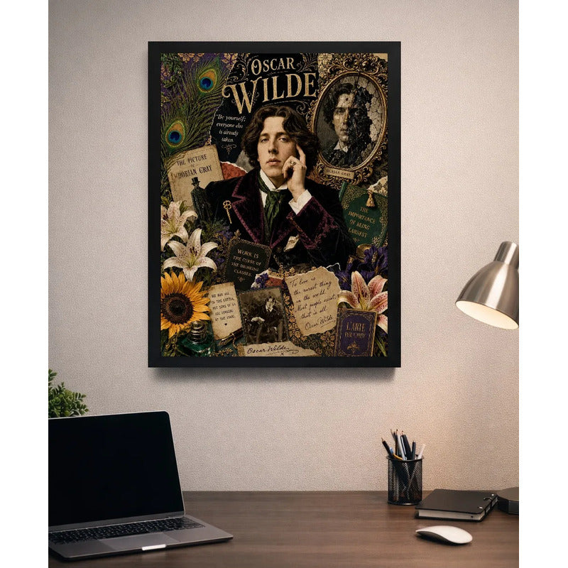 Cuadro Oscar Wilde Arte Retro Obras Escritor Novelas Teatro Marco Negro