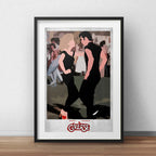 Cuadro Grease Minimalista John Travolta Pelicula C/ Paspartú Marco Negro