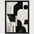 Cuadro Living Dormitorio Abstracto Blanco Negro Geometrico C Marco Negro