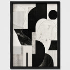 Cuadro Living Dormitorio Abstracto Blanco Negro Geometrico C Marco Negro