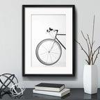 Cuadro Bicicleta Retro Vintage Blanco Y Negro 2 Con Paspartú Marco Negro