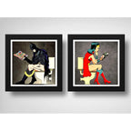 Set 2 Cuadros Batman Mujer Maravilla Baño Heroes 33x33cm Marco Negro