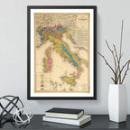 Cuadro Mapas Del Mundo Mapamundi Cartografia Vintage Arte Mapa Geológico Histórico De Italia 1864 Con Marco Negro