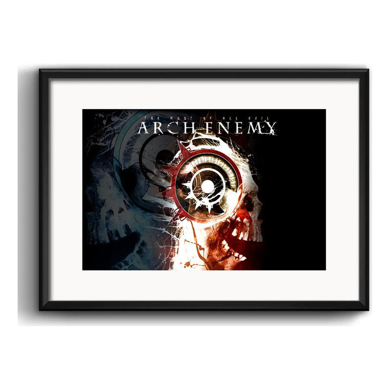 Cuadro Arch Enemy Metal Rock Banda Decoracion Con Paspartú Marco Negro